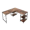 Bureau convertible en L avec étagères, marron Rustique