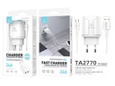 Chargeur Avec Cable Type Usb C 2.4A 1M 2Usb Blanc