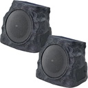 2x Enceintes Exterieures solaire Bluetooth / Rocher Noir