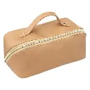 Trousse de toilette effet cuir, beige