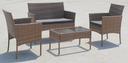 Salon de jardin Alizee en resine naturelle/coussins gris