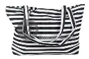Black/white striped marine beach bag in plastic fiber